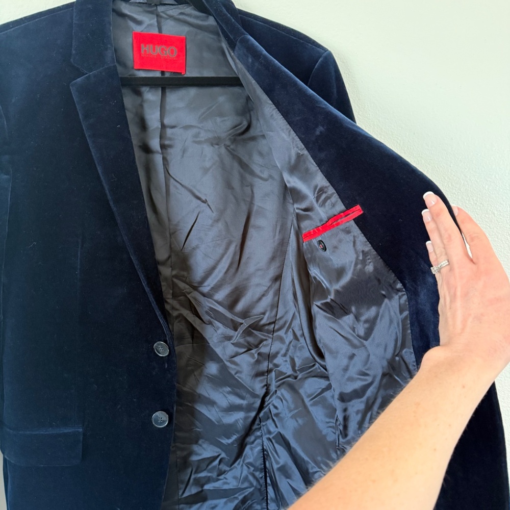 BOSS HUGO BOSS Men’s Arti slim fit navy velvet dinner jacket size 38R - Picture 7 of 11